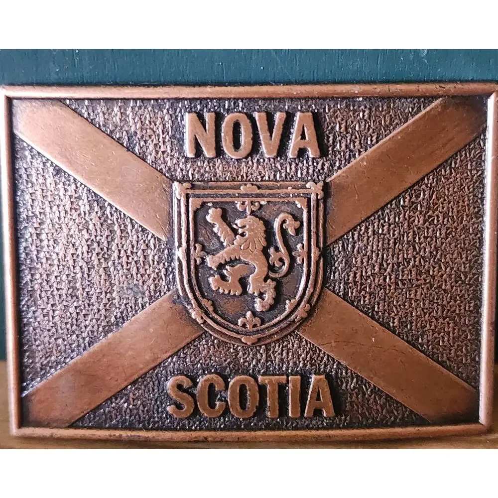 1970's Nova Scotia Belt Buckle Coat Of Arms / Flag Made In Canada Vintage